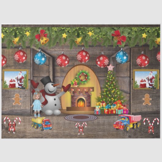 Frosty The Snowman Christmas Tree präsentiert Sant Seidenpapier (Vorderseite)