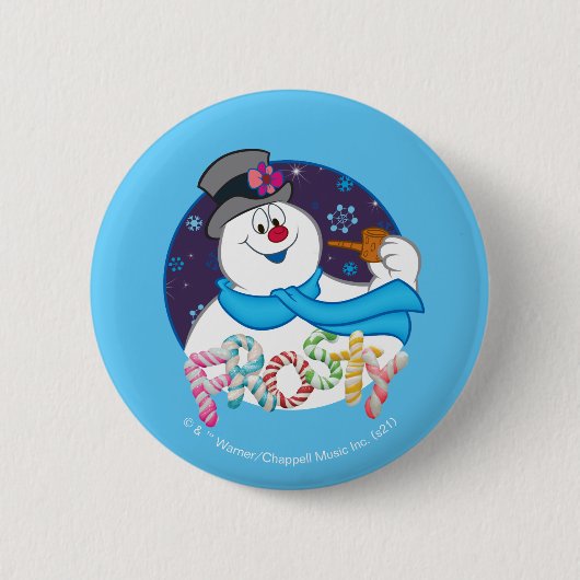 Frosty the Snowman™ | Farbige Candy Cane Name Button (Vorderseite)