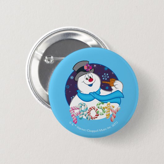 Frosty the Snowman™ | Farbige Candy Cane Name Button (Vorne & Hinten)