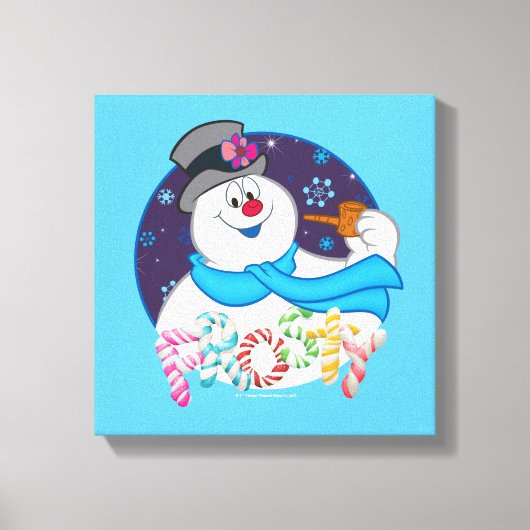 Frosty the Snowman™ | Farbige Candy Cane Name Leinwanddruck (Vorderseite)