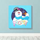Frosty the Snowman™ | Farbige Candy Cane Name Leinwanddruck (Insitu (Holzboden))