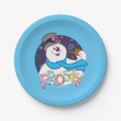 Frosty the Snowman™ | Farbige Candy Cane Name Pappteller (Vorderseite)