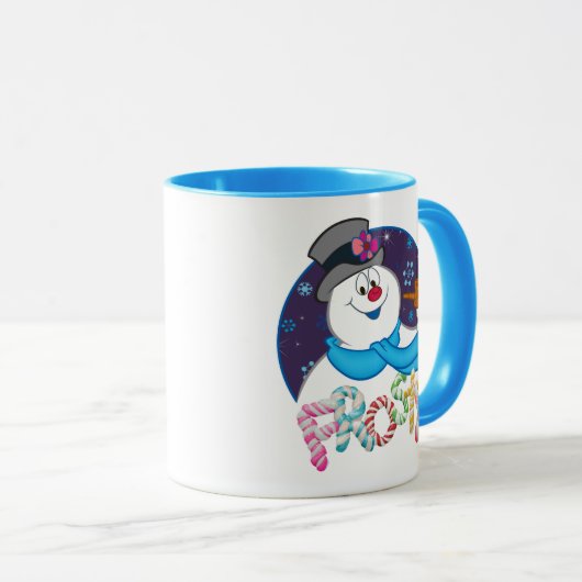 Frosty the Snowman™ | Farbige Candy Cane Name Tasse (VorderseiteRechts)