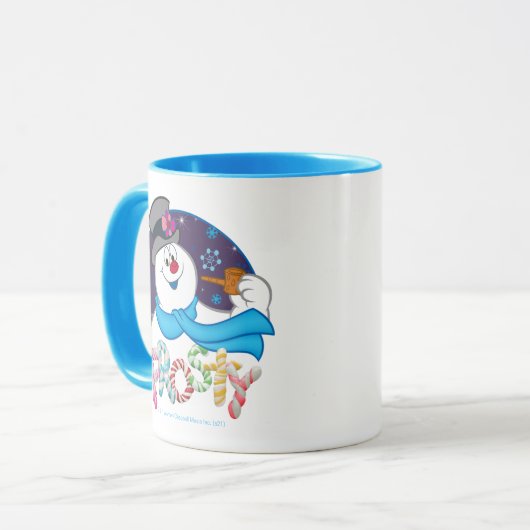 Frosty the Snowman™ | Farbige Candy Cane Name Tasse (Vorderseite Links)
