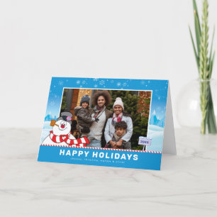 Frosty The Snowman   Frohe Feiertage Familienfoto  Feiertagskarte