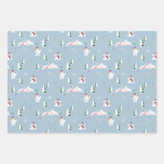 Frosty the Snowman™ | Frostiges Wintermuster Geschenkpapier Set (Vorderseite)