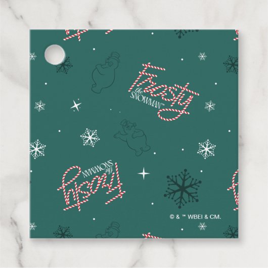 Frosty the Snowman Green Snowflake Pattern Geschenkanhänger (Vorderseite)