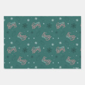 Frosty the Snowman Green Snowflake Pattern Geschenkpapier Set (Vorderseite 3)