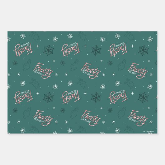 Frosty the Snowman Green Snowflake Pattern Geschenkpapier Set (Vorderseite 2)