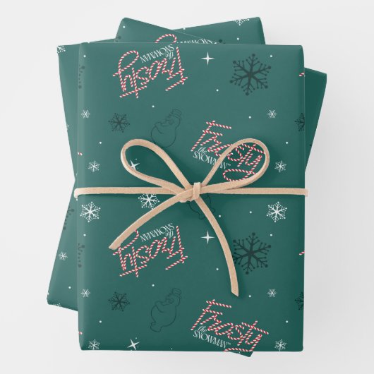 Frosty the Snowman Green Snowflake Pattern Geschenkpapier Set (Beispiel)