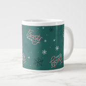 Frosty the Snowman Green Snowflake Pattern Jumbo-Tasse (Vorderseite Rechts)