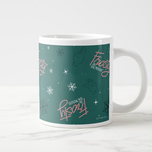 Frosty the Snowman Green Snowflake Pattern Jumbo-Tasse (Rechts)