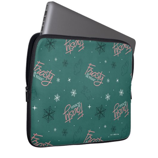 Frosty the Snowman Green Snowflake Pattern Laptopschutzhülle (Vorne Rechts)
