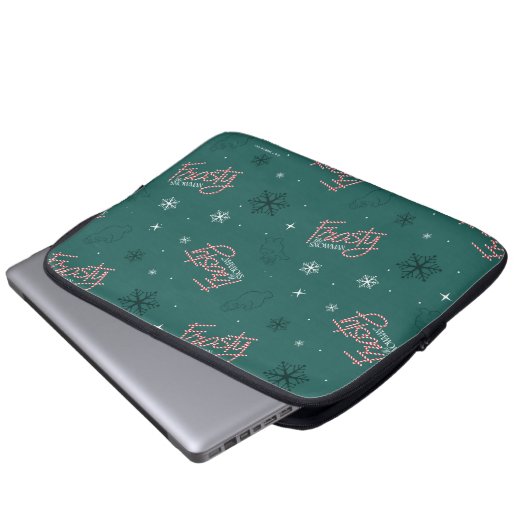 Frosty the Snowman Green Snowflake Pattern Laptopschutzhülle (Vorne Knopf)