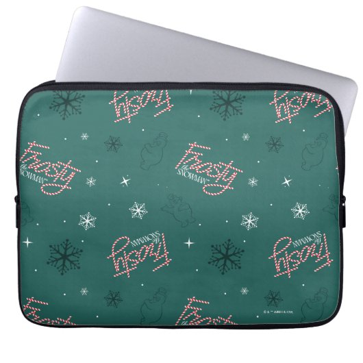 Frosty the Snowman Green Snowflake Pattern Laptopschutzhülle (Vorderseite)