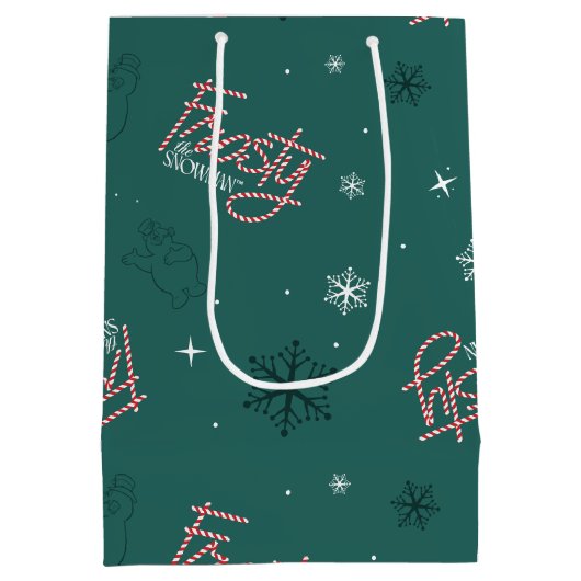 Frosty the Snowman Green Snowflake Pattern Mittlere Geschenktüte (Rückseite)