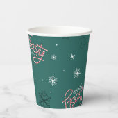 Frosty the Snowman Green Snowflake Pattern Pappbecher (Rückseite)