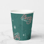 Frosty the Snowman Green Snowflake Pattern Pappbecher (Rechts)