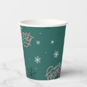 Frosty the Snowman Green Snowflake Pattern Pappbecher (Vorderseite)