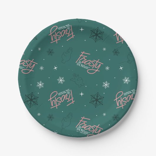 Frosty the Snowman Green Snowflake Pattern Pappteller (Vorderseite)
