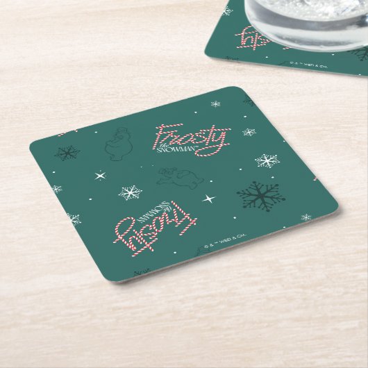 Frosty the Snowman Green Snowflake Pattern Rechteckiger Pappuntersetzer (angewinkelt)