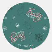 Frosty the Snowman Green Snowflake Pattern Runder Aufkleber (Vorderseite)