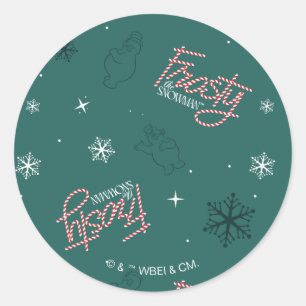 Frosty the Snowman Green Snowflake Pattern Runder Aufkleber