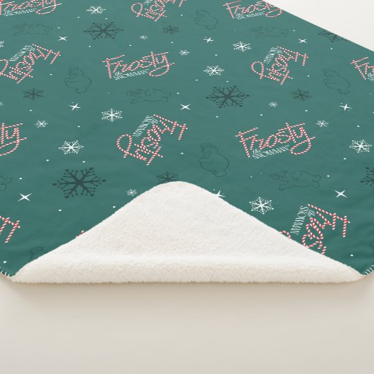 Frosty the Snowman Green Snowflake Pattern Sherpadecke (3/4)