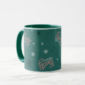 Frosty the Snowman Green Snowflake Pattern Tasse (Vorderseite Links)