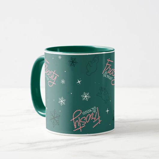 Frosty the Snowman Green Snowflake Pattern Tasse (Vorderseite Links)