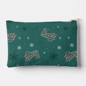 Frosty the Snowman Green Snowflake Pattern Zubehörtasche (Rückseite)