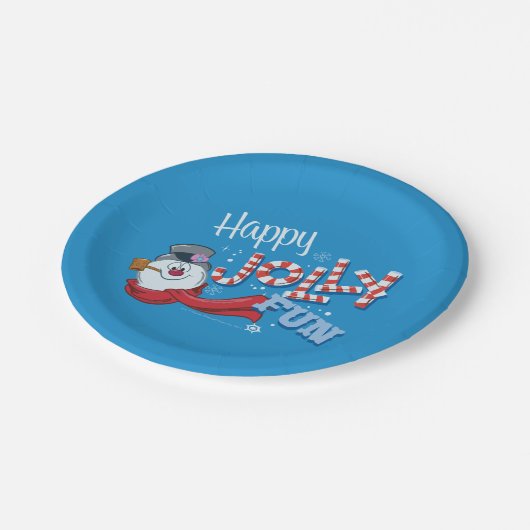 Frosty the Snowman™ | Happy Jolly Fun Pappteller (Schrägansicht)