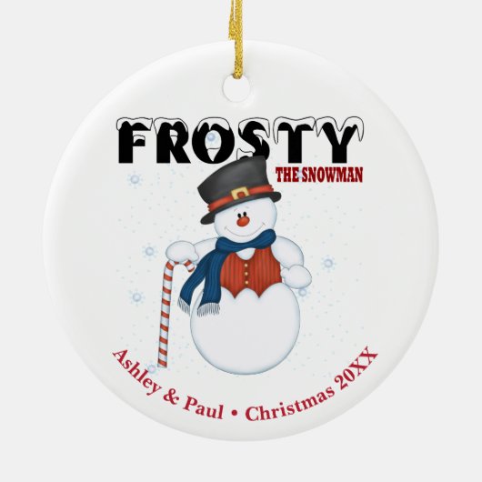 Frosty the Snowman Personalisierte Weihnachten Keramikornament (Hinten)