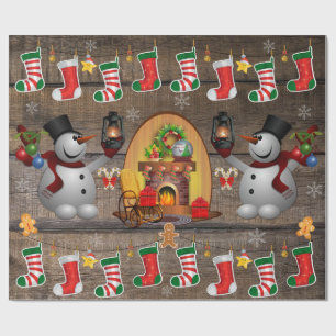 Frosty The Snowman Weihnachten Kamin Socken Geschenkpapier