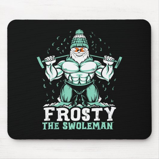 Frosty The Swoleman Funny Buff Swole Snowman Gym M Mousepad (Vorne)
