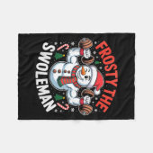 Frosty The Swoleman Funny Gym Swole Bro Snowman Fleecedecke (Vorderseite (Horizontal))