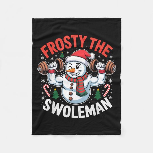 Frosty The Swoleman Funny Gym Swole Bro Snowman Fleecedecke (Vorderseite)