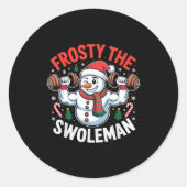 Frosty The Swoleman Funny Gym Swole Bro Snowman Runder Aufkleber (Vorderseite)