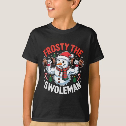 Frosty The Swoleman Funny Gym Swole Bro Snowman  T-Shirt (Vorderseite)