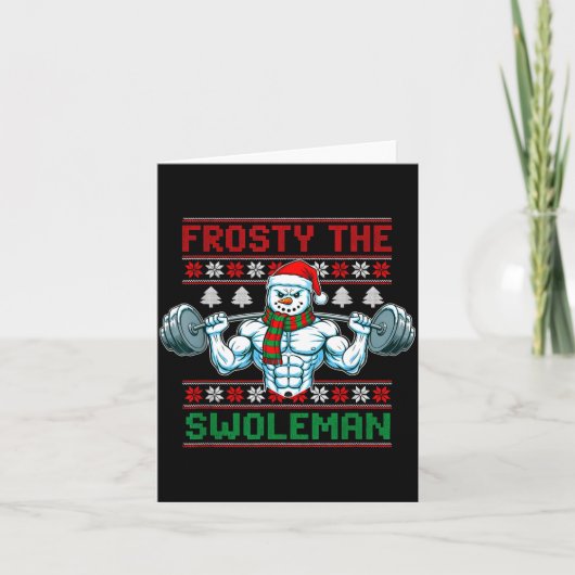 Frosty The Swoleman Ugly Christmas Sweater Funny S Karte (Vorderseite)