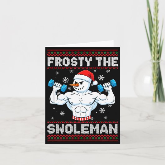 Frosty The Swoleman Ugly Christmas Sweater Funny S Karte (Vorderseite)