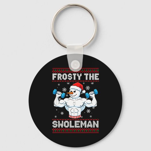 Frosty The Swoleman Ugly Christmas Sweater Funny S Schlüsselanhänger (Vorderseite)