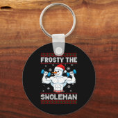 Frosty The Swoleman Ugly Christmas Sweater Funny S Schlüsselanhänger (Vorderseite)