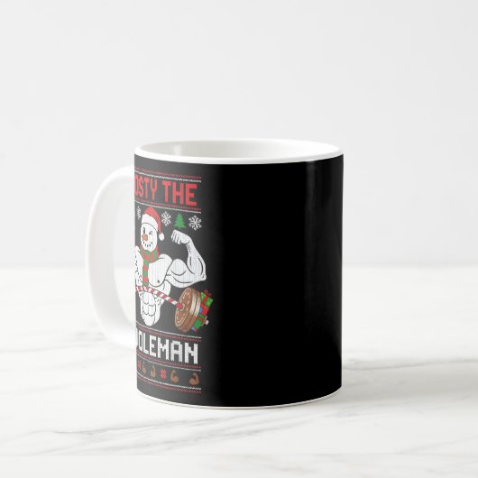 Frosty The Swoleman Ugly Christmas Sweater Funny X Kaffeetasse (Vorderseite Links)