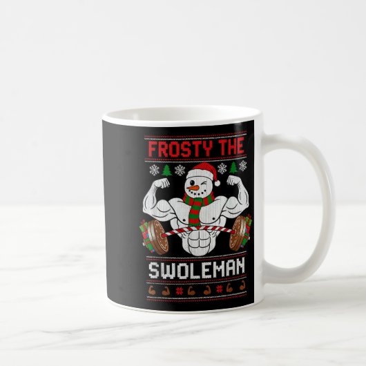 Frosty The Swoleman Ugly Christmas Sweater Funny X Kaffeetasse (Rechts)
