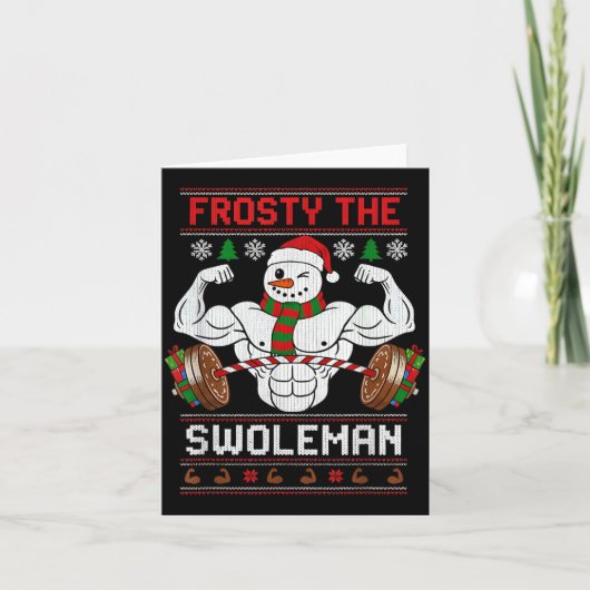 Frosty The Swoleman Ugly Christmas Sweater Funny X Karte (Vorderseite)
