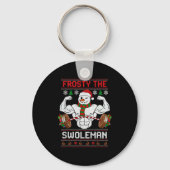 Frosty The Swoleman Ugly Christmas Sweater Funny X Schlüsselanhänger (Vorderseite)