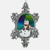 Frosty Town Christmas ART Schneeflocken Zinn-Ornament (Links)