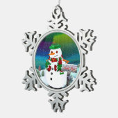 Frosty Town Christmas ART Schneeflocken Zinn-Ornament (Rechts)