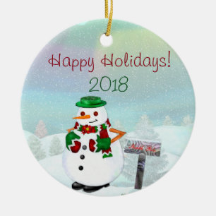 Frosty Town Christmas PERSONALISIERT CIRCLE Keramik Ornament
